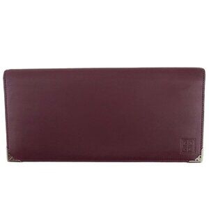 GIVENCHY Long Wallet Bordeaux x Calf Leather Authentic Used h967